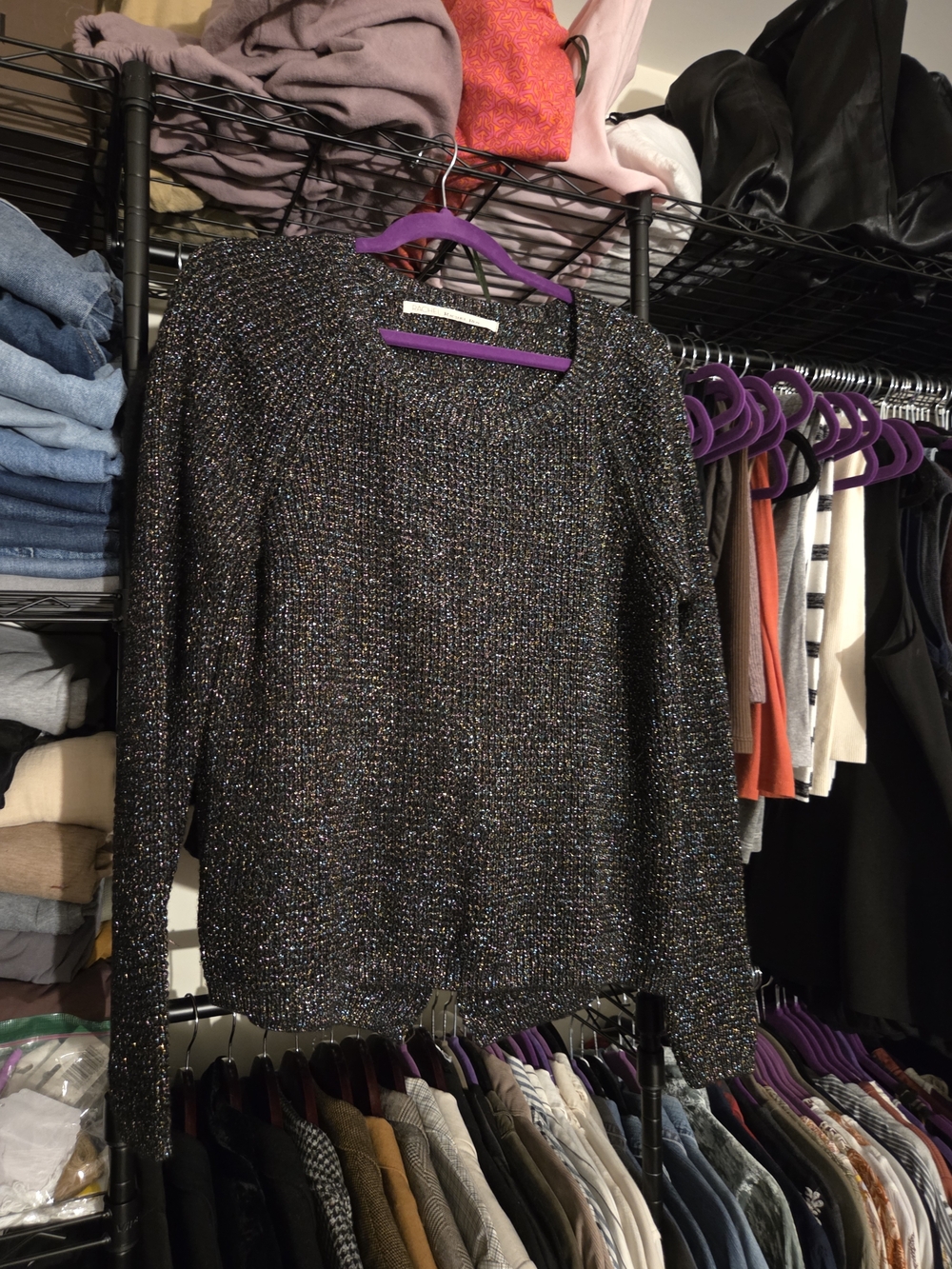 RACHEL Rachel Roy Black Glittery Holiday Sweater - Women
